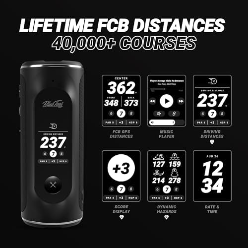 Blue Tees Golf Player+ GPS Speaker with Touch Screen Display, 10+ Hours Battery, 40,000+ Courses, Visual + Audible Distance, Hazard Distance - IPX7 Waterproof (Black) - Image 3